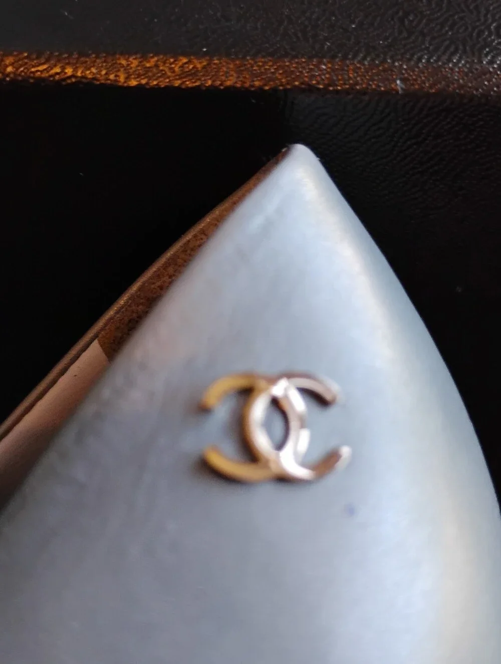 CHANEL CC Grey Pumps Metallic Mosaic Platform Heels! Authentic